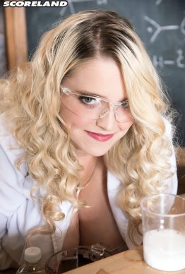 23507342 013 2df2 262x388 - Blonde scientist flaunts her big boobs & hot twat in the science lab